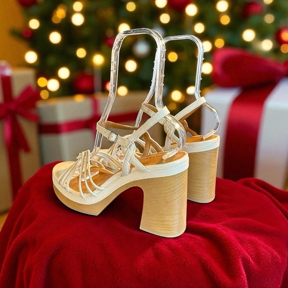 NWT Lucky Brand Women’s ‘Ismene’ Buckle Platform Heeled Sandals in “Vanilla” 11 - Picture 6 of 16